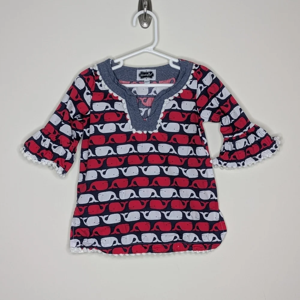 Mud Pie Whale Patriotic Swim Cover Up 2T